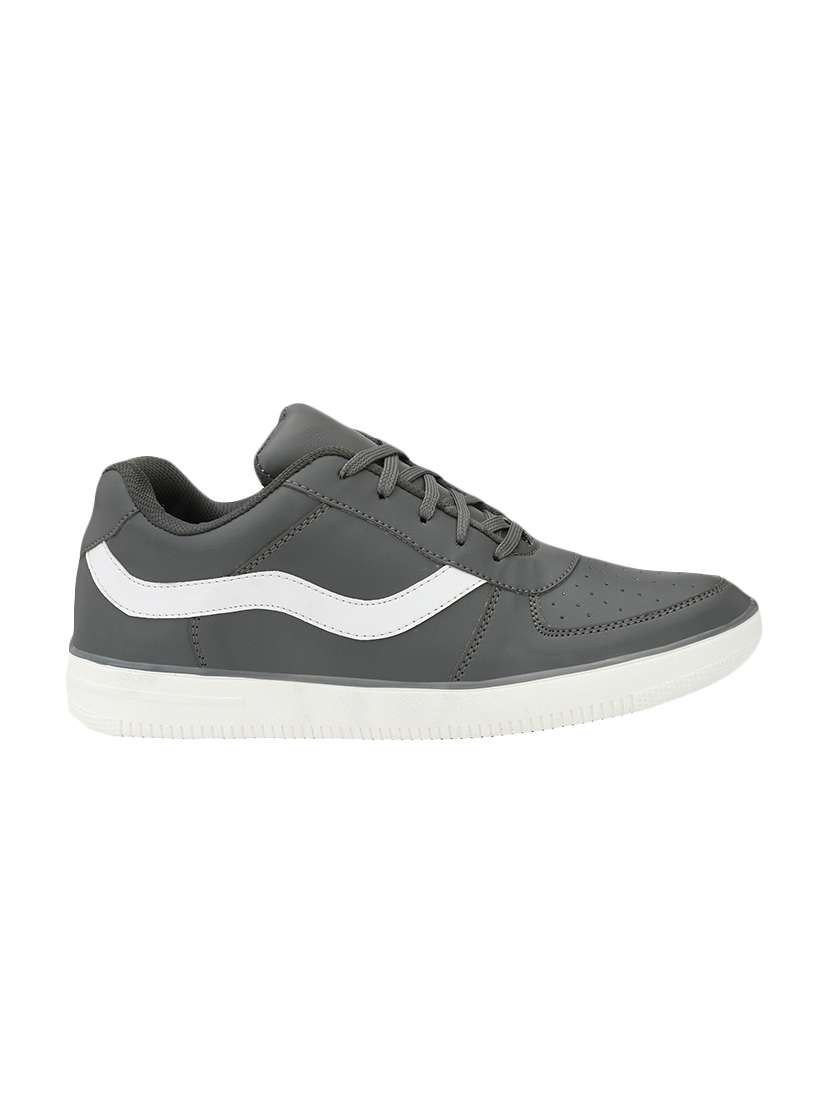 grey leatherette lace up sneaker