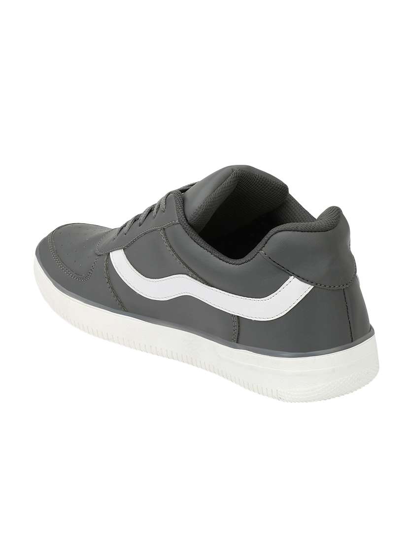 grey leatherette lace up sneaker