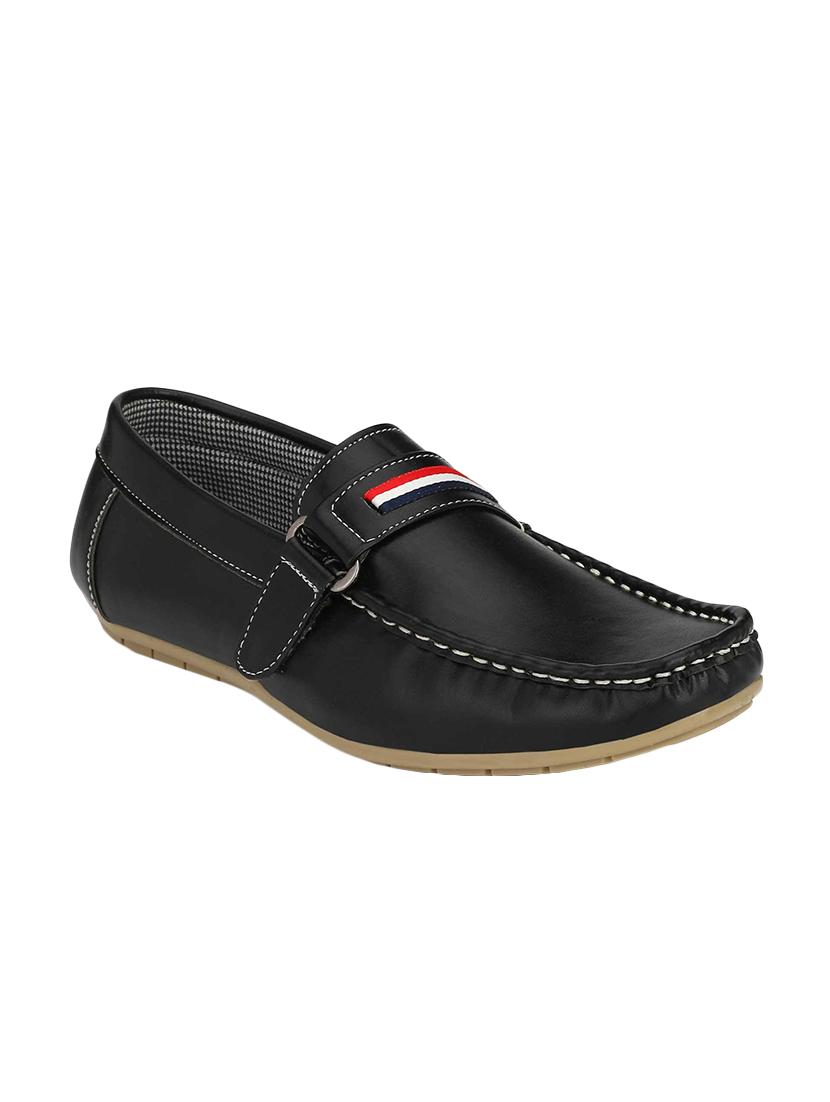 black leatherette slip on loafers - 16707976 -  Zoom Image - 0