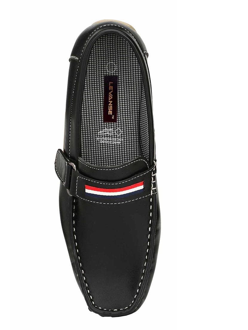 black leatherette slip on loafers - 16707976 - Standard Image - 3