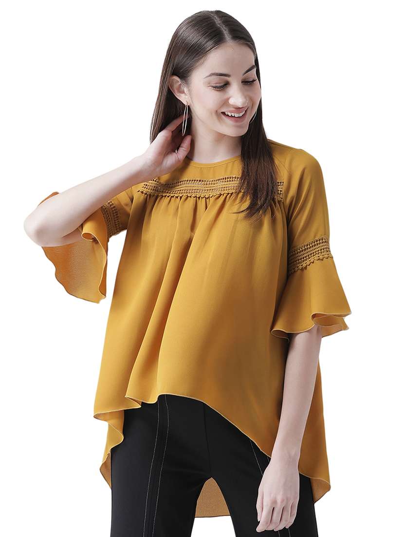 tie front lace detail top 