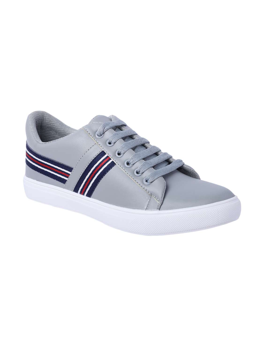 grey leatherette lace up sneaker
