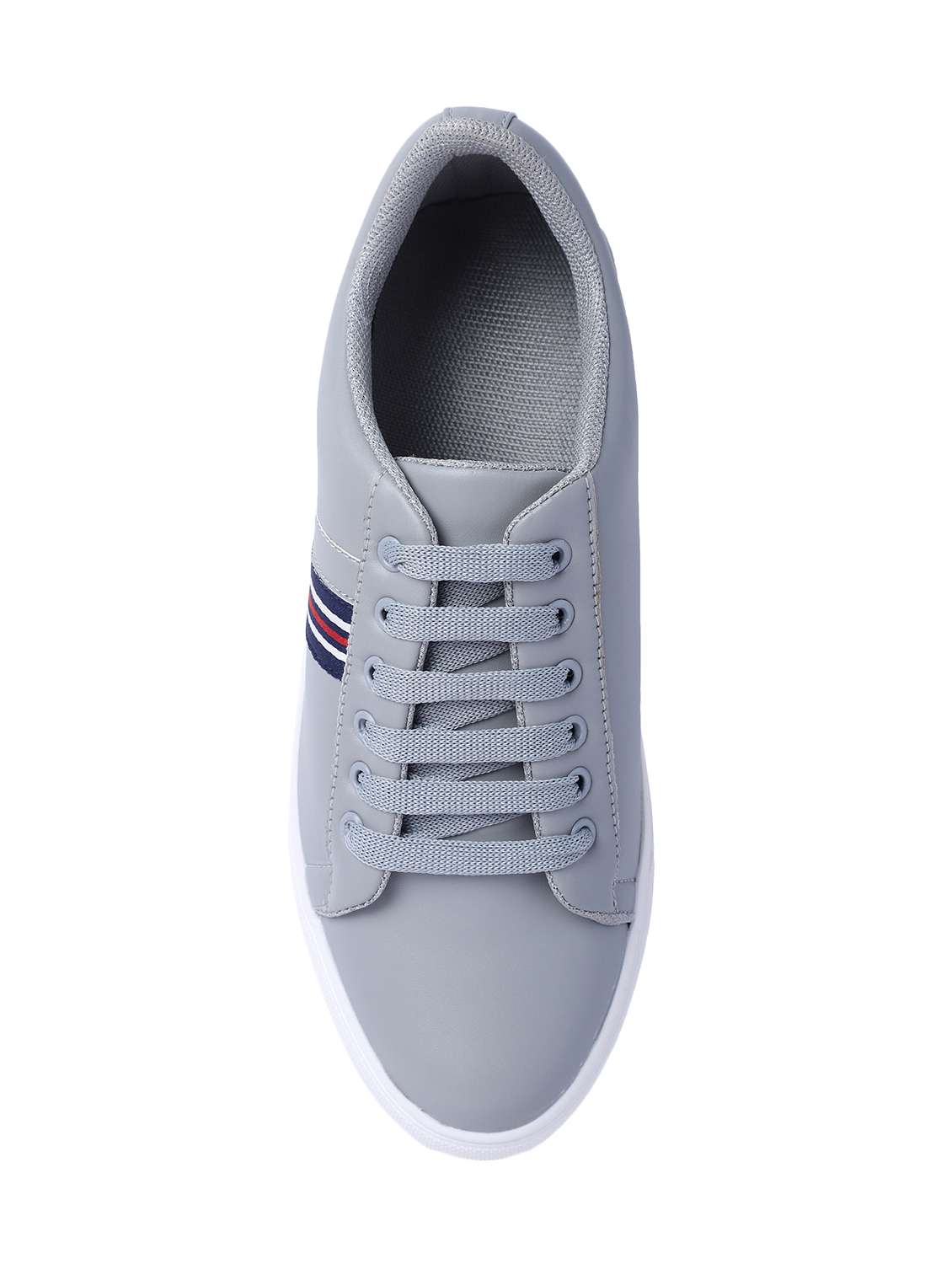 grey leatherette lace up sneaker