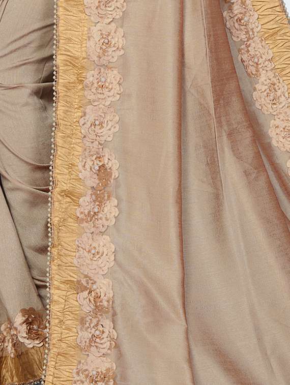 solid bordered saree with blouse - 16708735 -  Standard Image - 3