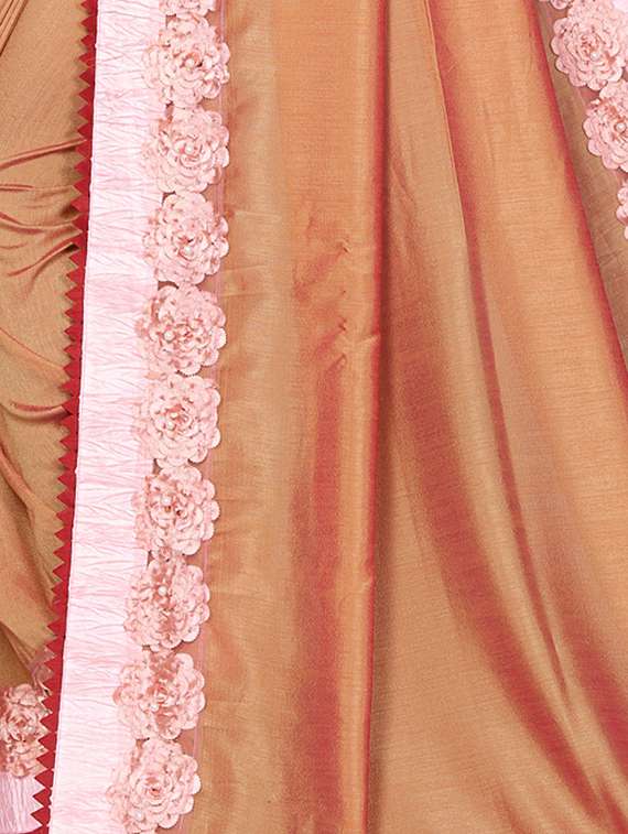 solid bordered saree with blouse - 16708736 -  Standard Image - 3