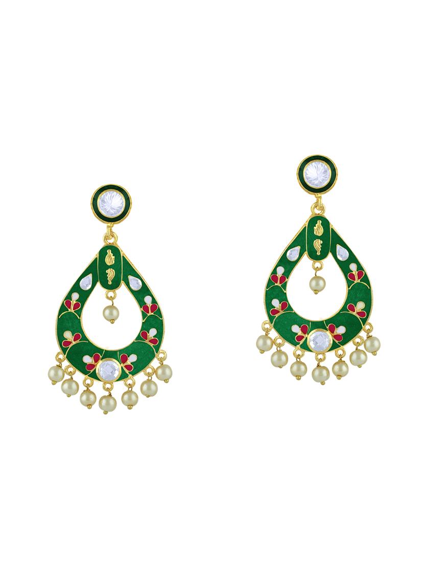 green metal drop earring - 16711438 - Zoom Image - 0