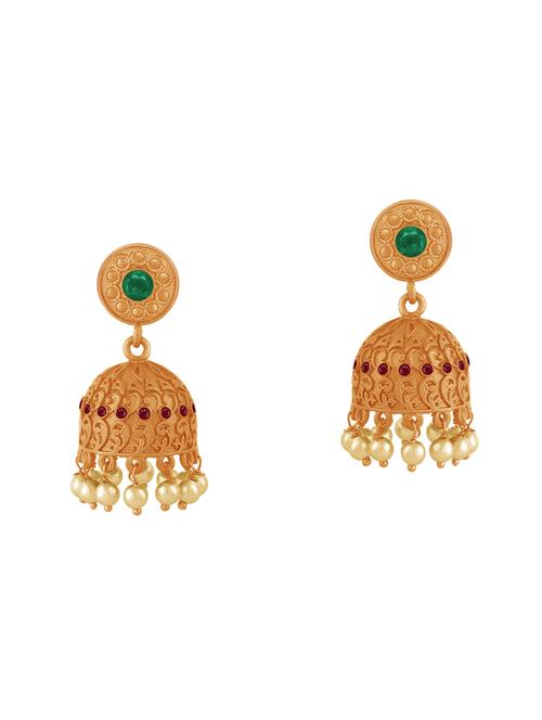 gold metal jhumka earring - 16711528 -  Standard Image - 0