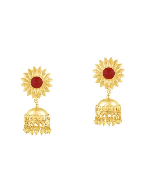 red metal jhumka earring - 16711530 - Standard Image - 0
