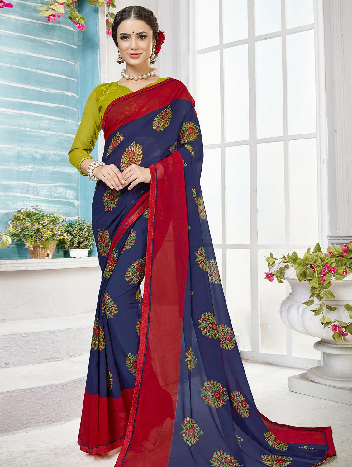 floral printed saree with blouse - 16711575 -  Zoom Image - 0