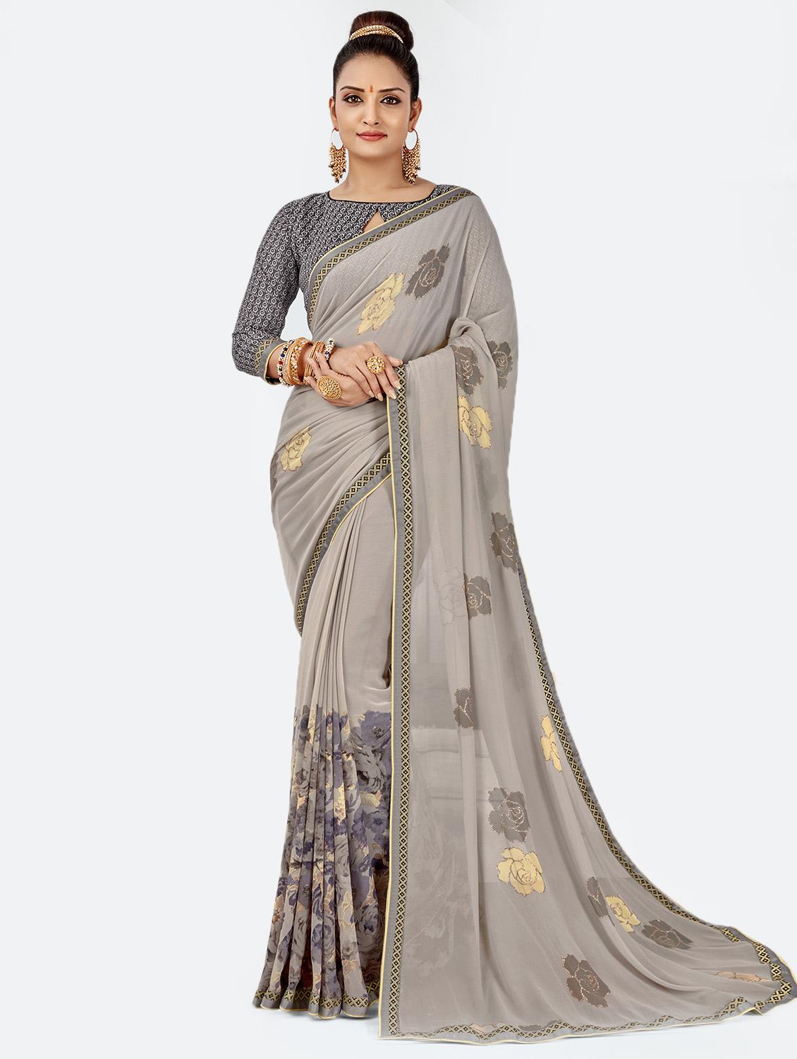 floral printed saree with blouse - 16711602 -  Zoom Image - 0