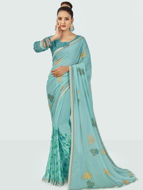 floral printed saree with blouse - 16711605 -  Standard Image - 0