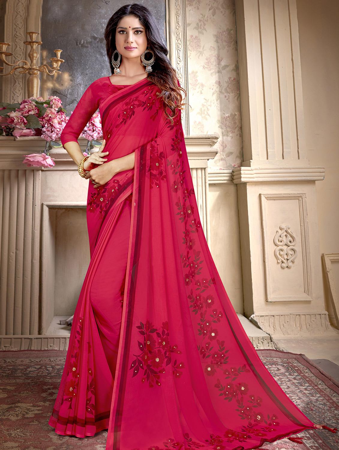 floral printed saree with blouse - 16711624 -  Zoom Image - 0