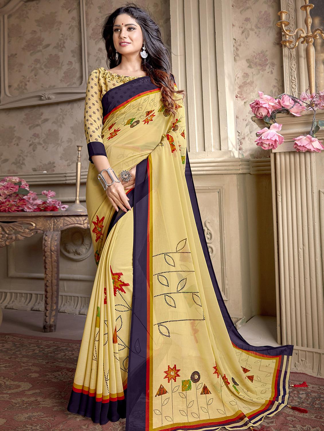 floral printed saree with blouse - 16711625 -  Zoom Image - 0
