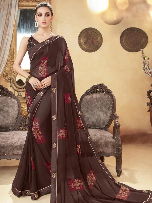 floral printed saree with blouse - 16711631 - Standard Image - 0