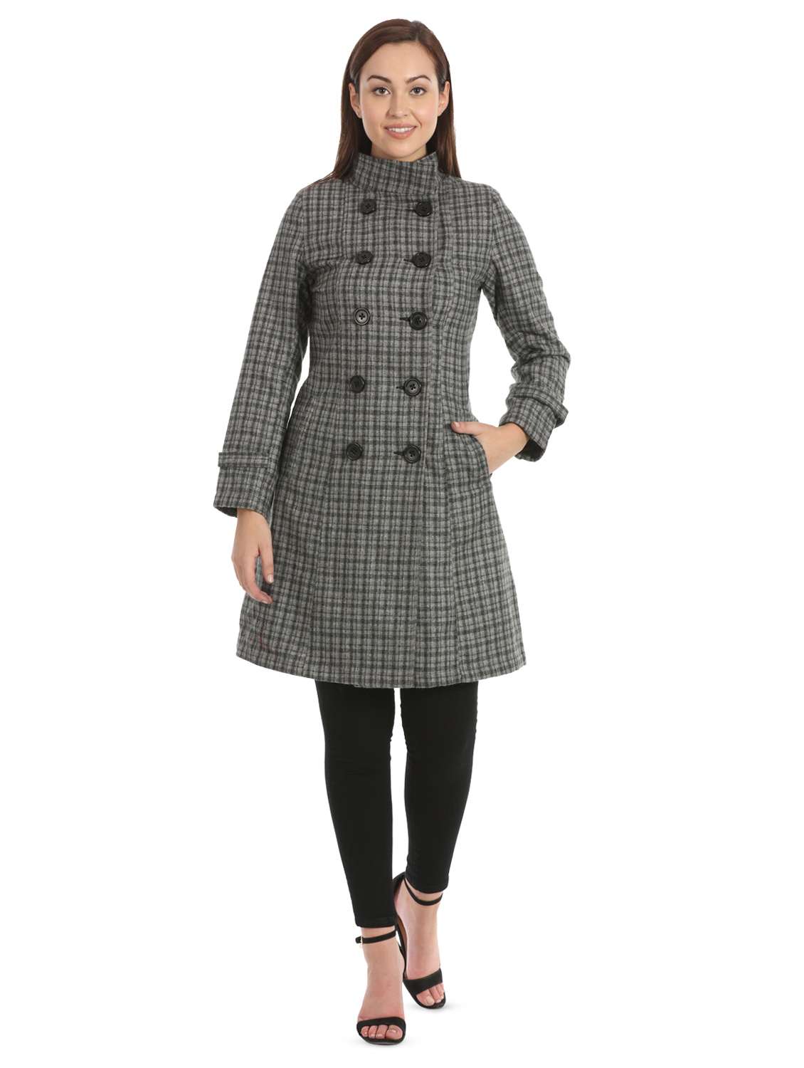 double breasted lapel neck coat  - 16711773 -  Zoom Image - 0
