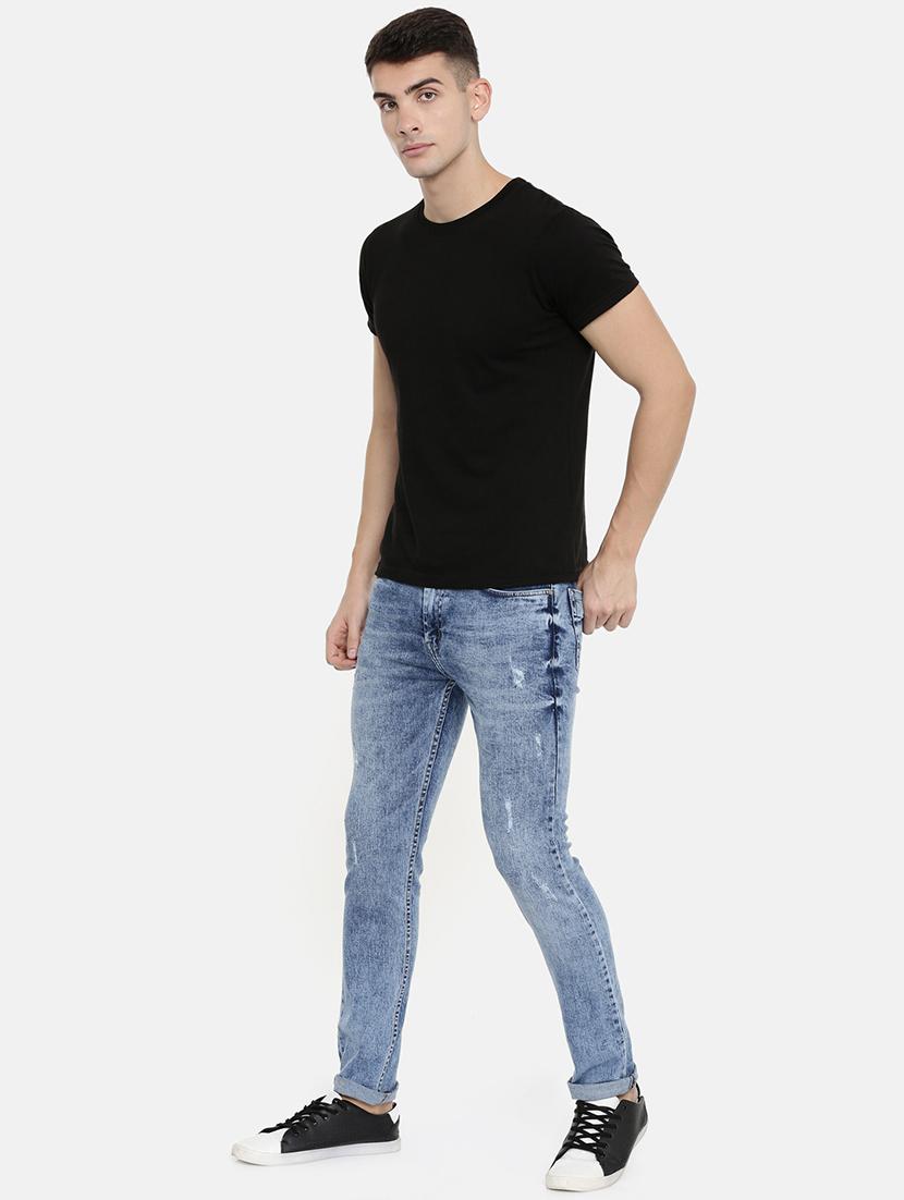 blue stone washed ripped denim jeans - 16711796 - Standard Image - 3
