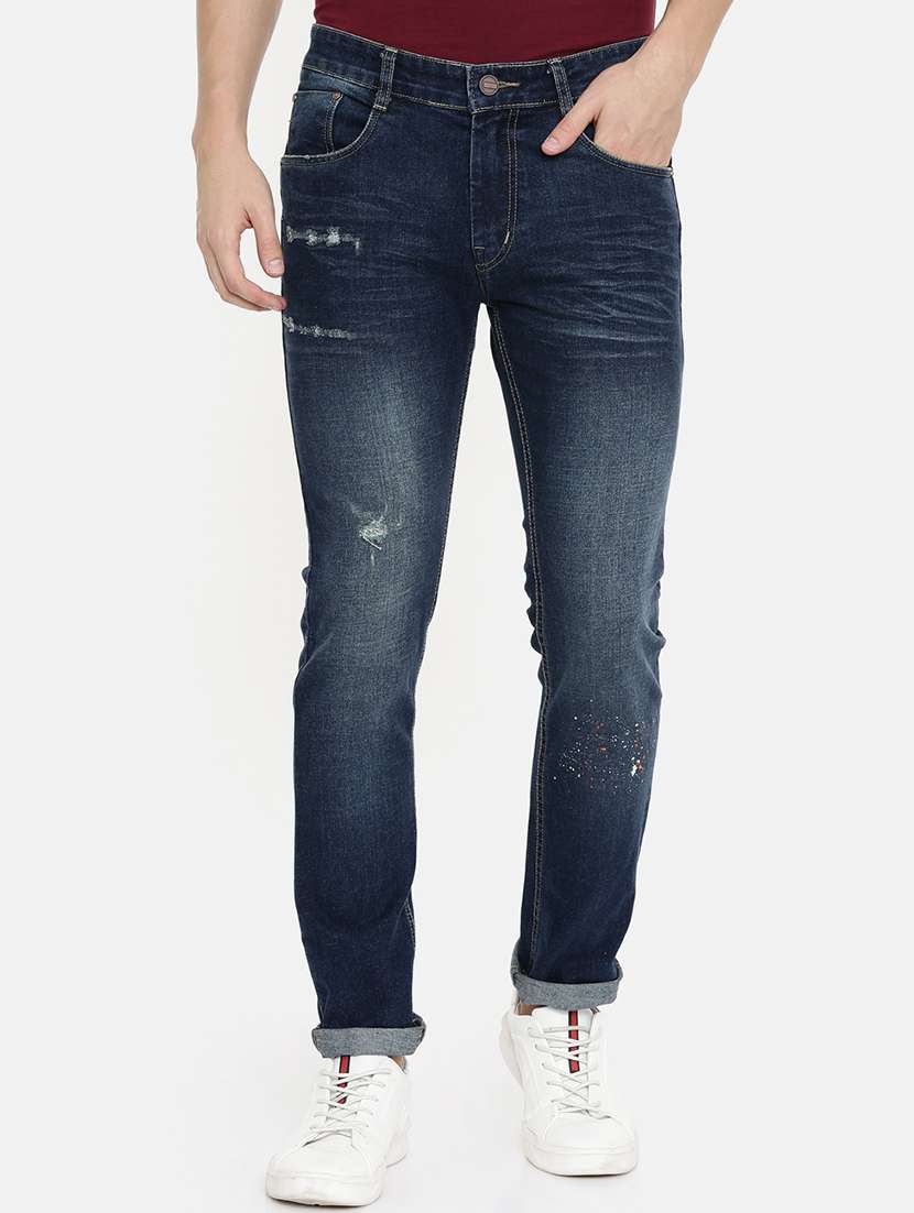 blue light washed ripped denim jeans