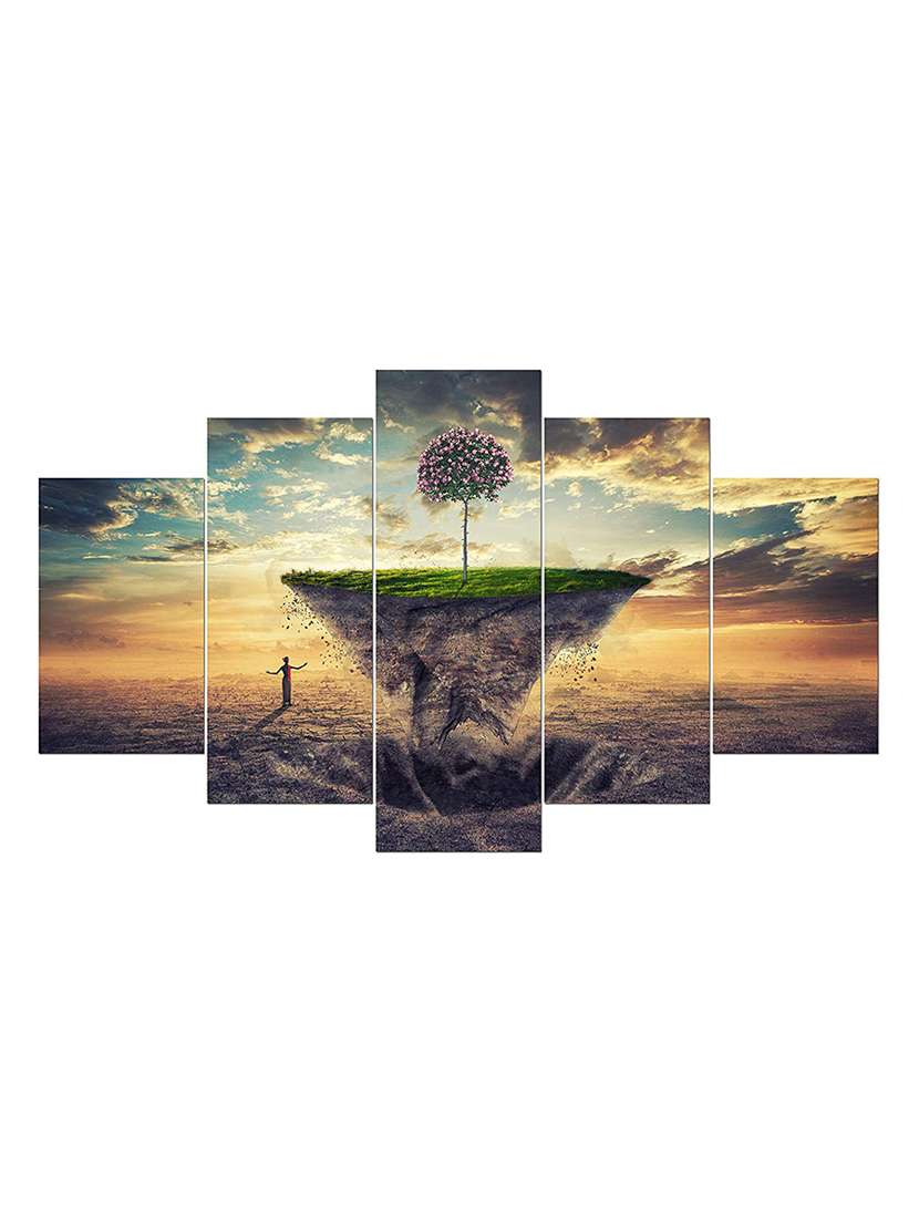 Digital Print 5 Panel Wall Art Wooden Painting  