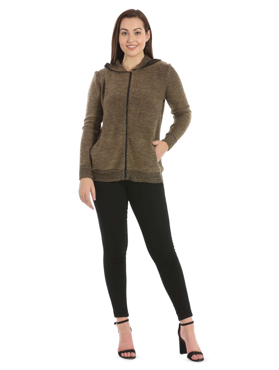 hooded neck zip up jacket  - 16711843 -  Standard Image - 3