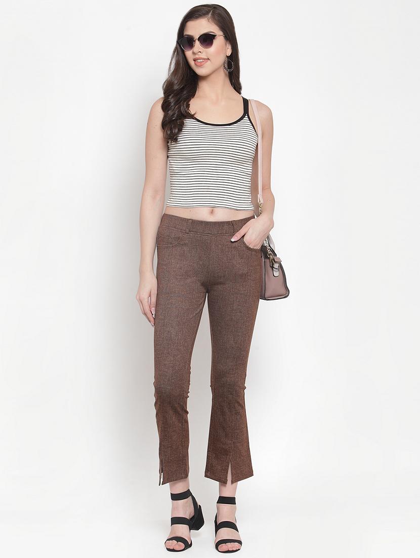 mid rise solid trouser - 16711977 - Standard Image - 3
