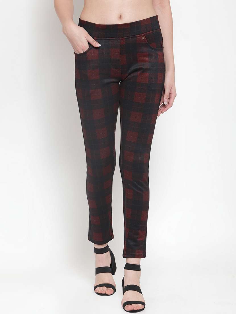 high rise checkered jeggings  - 16711979 -  Zoom Image - 0