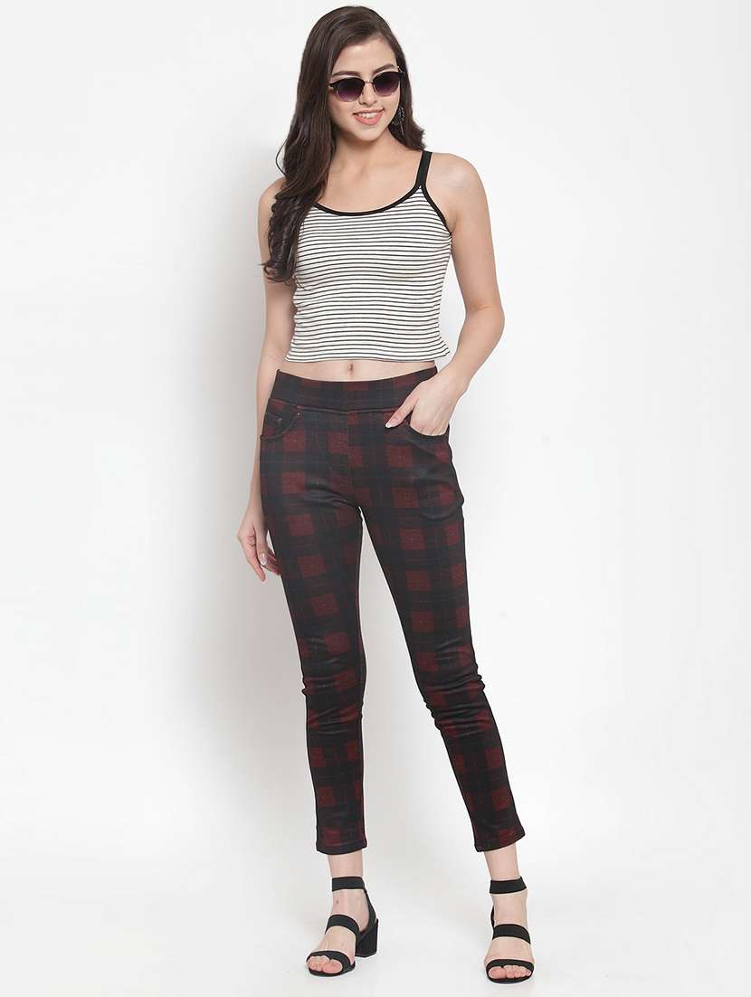 high rise checkered jeggings - 16711979 - Standard Image - 3
