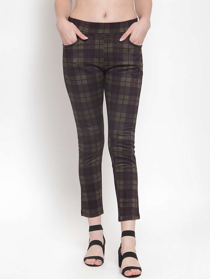 high rise checkered jeggings  - 16711980 -  Zoom Image - 0