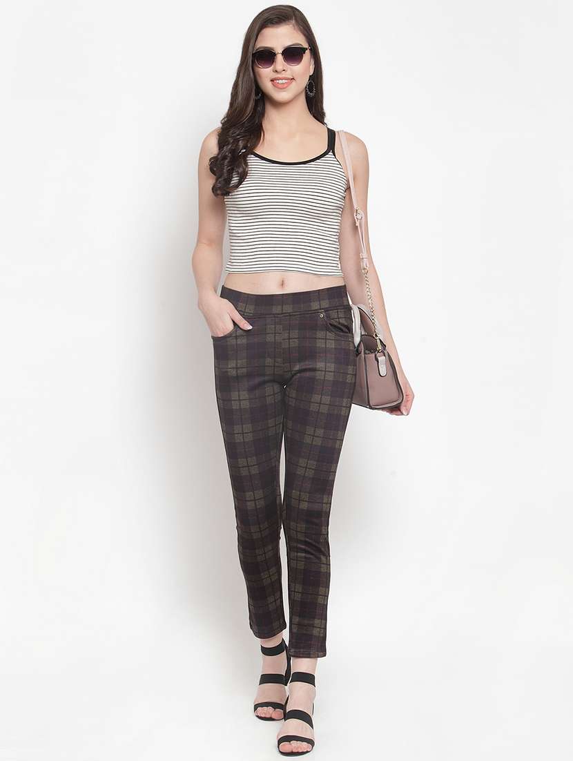 high rise checkered jeggings  - 16711980 -  Standard Image - 3