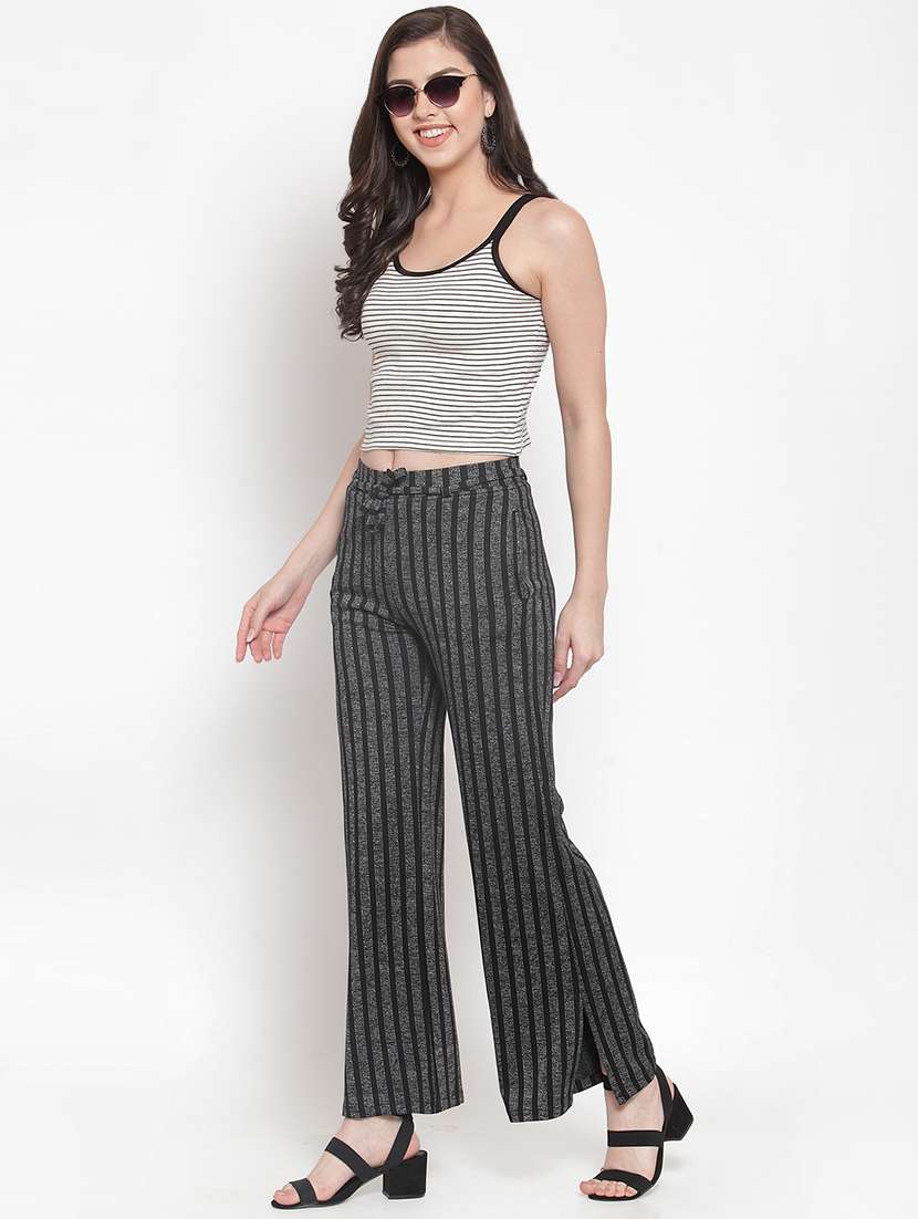 tie front striped wide leg trouser - 16711991 - Standard Image - 3