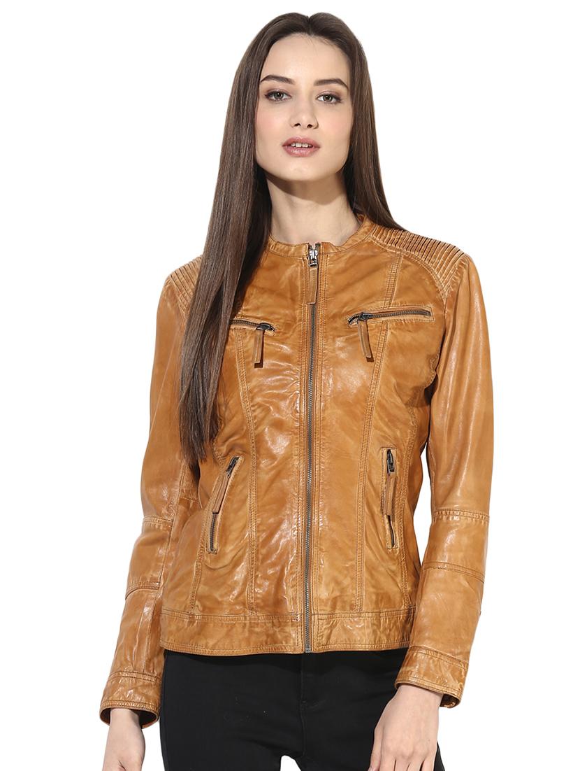 zipper detail leather jacket - 16713634 - Zoom Image - 0
