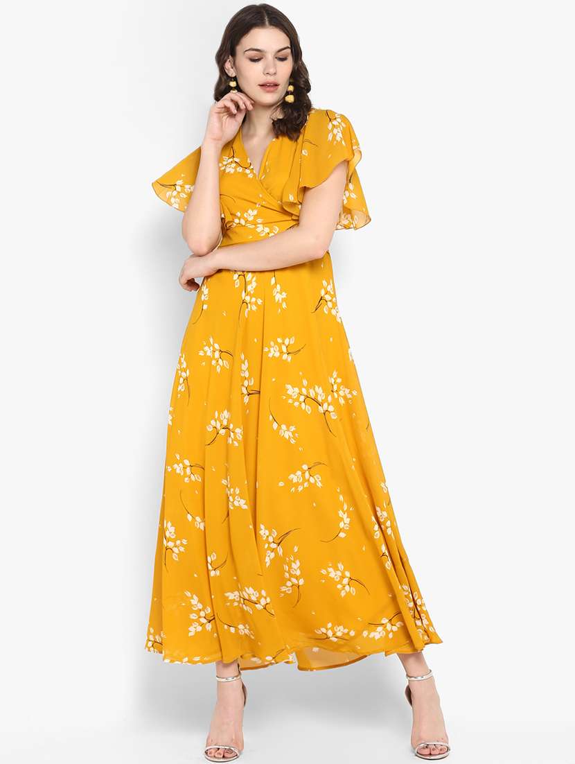 women's fit & flare leaf print dress