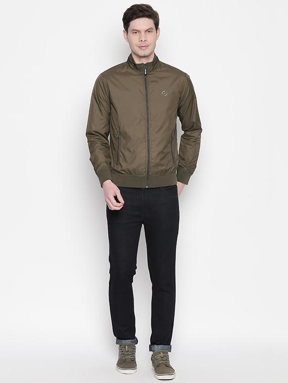 green solid casual jacket - 16713977 - Standard Image - 3