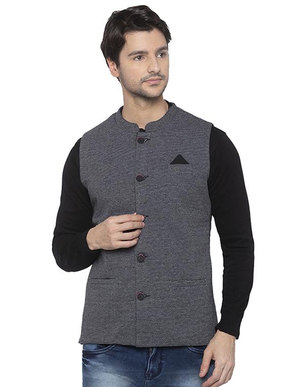 grey solid nehru jacket - 16713982 - Zoom Image - 0