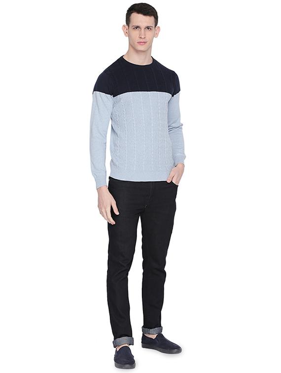 light blue color block pullover - 16713991 - Standard Image - 3