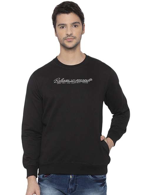 black chest print sweatshirt - 16713994 - Standard Image - 0