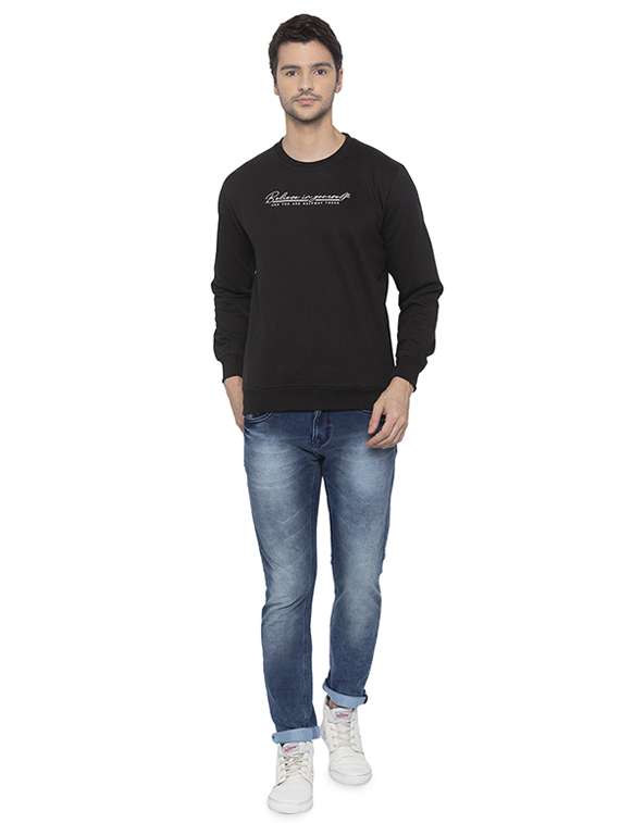 black chest print sweatshirt - 16713994 - Standard Image - 3