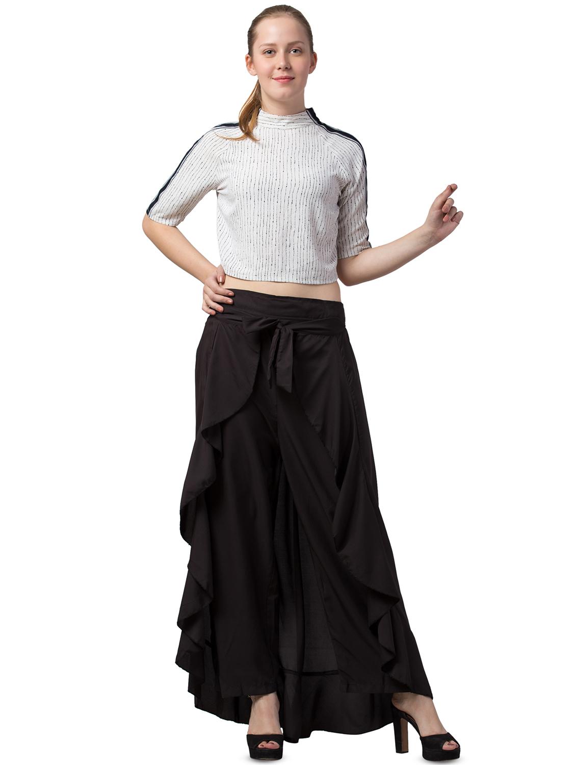tie front solid palazzo - 16717310 - Standard Image - 3