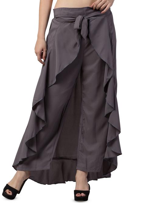 tie front solid palazzo - 16717312 - Standard Image - 0