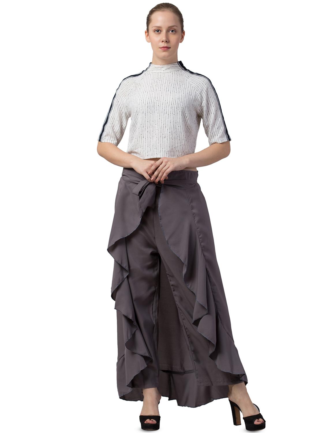 tie front solid palazzo - 16717312 - Standard Image - 3