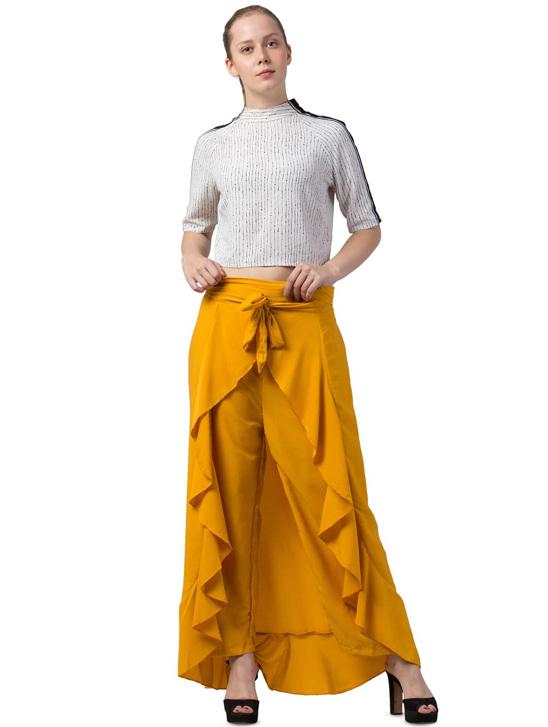 tie front solid palazzo - 16717316 - Standard Image - 3