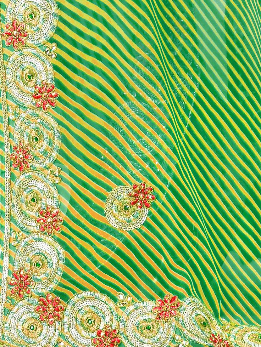 leheriya print bordered saree with blouse - 16717358 - Standard Image - 3