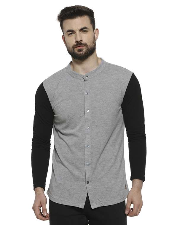 mens color block casual shirt