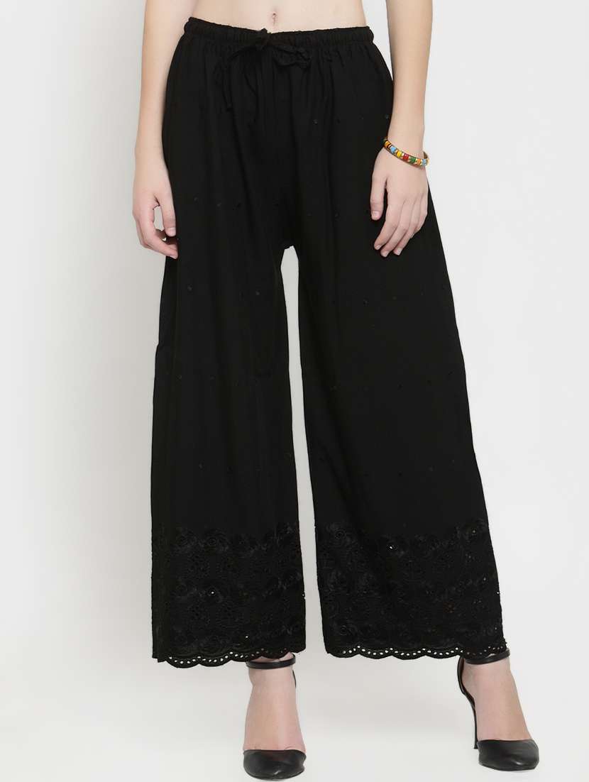 drawstring embroidered straight palazzo - 16718111 -  Zoom Image - 0