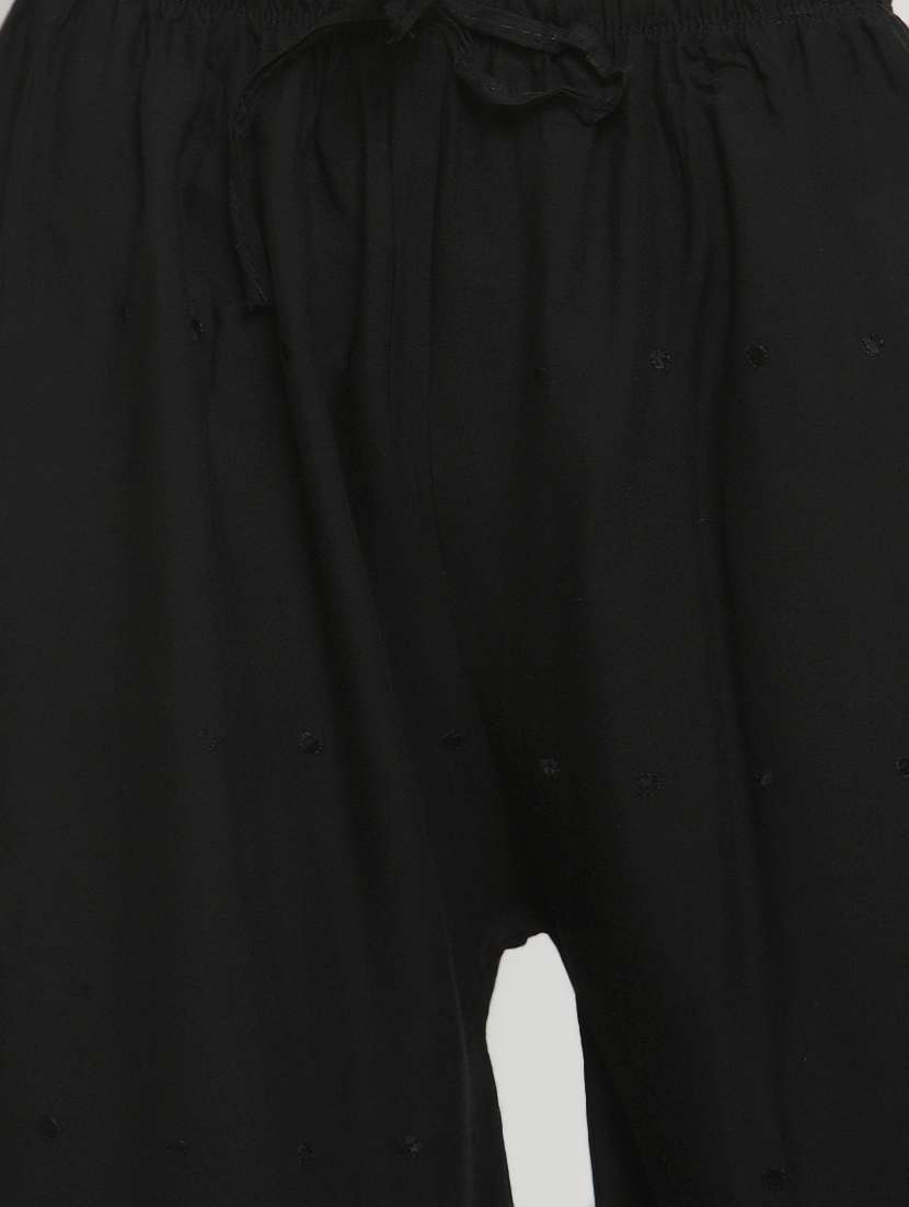 drawstring embroidered straight palazzo - 16718111 - Standard Image - 3