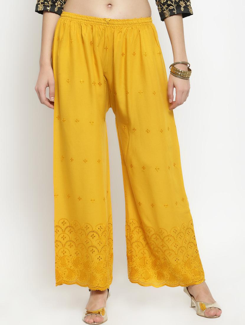 high rise embroidered straight palazzo - 16718114 -  Zoom Image - 0
