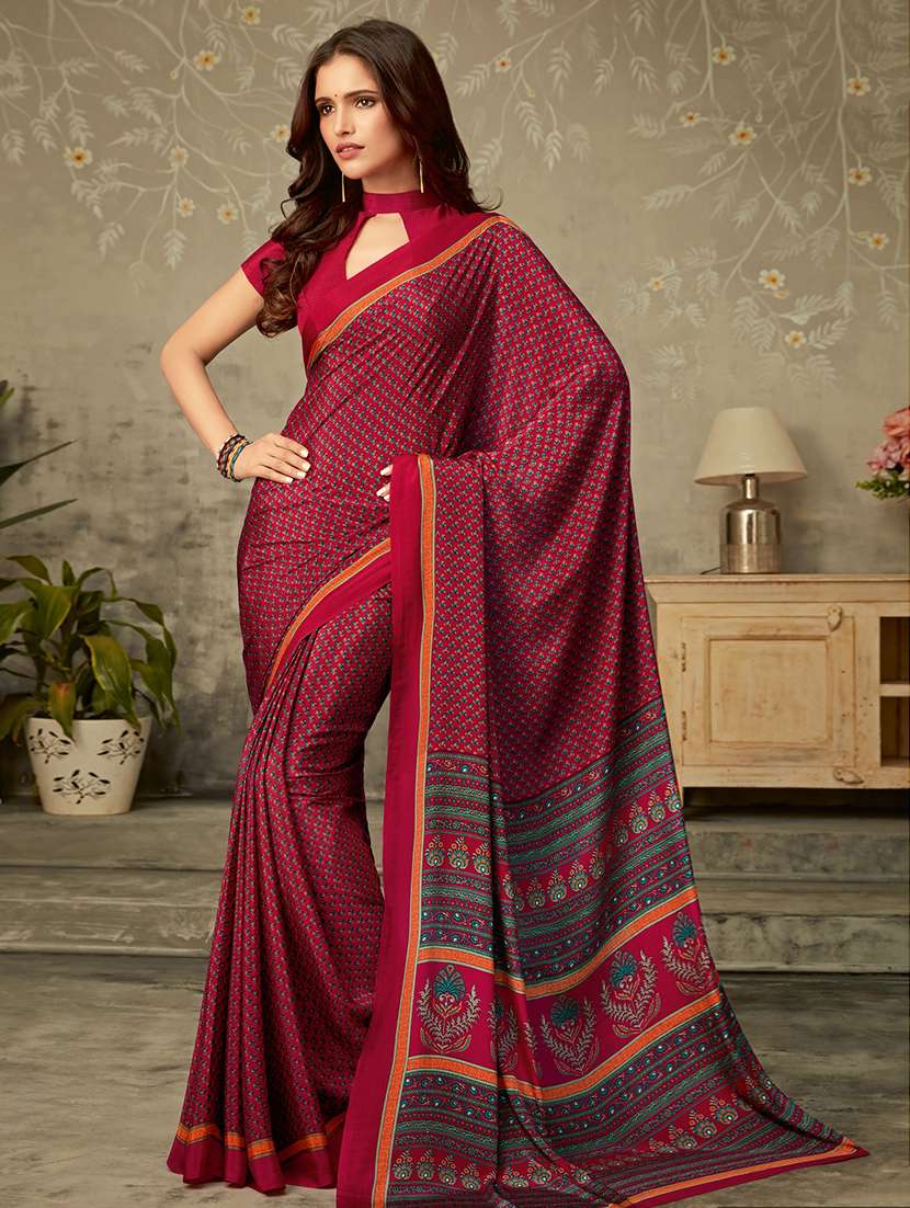 floral printed saree with blouse