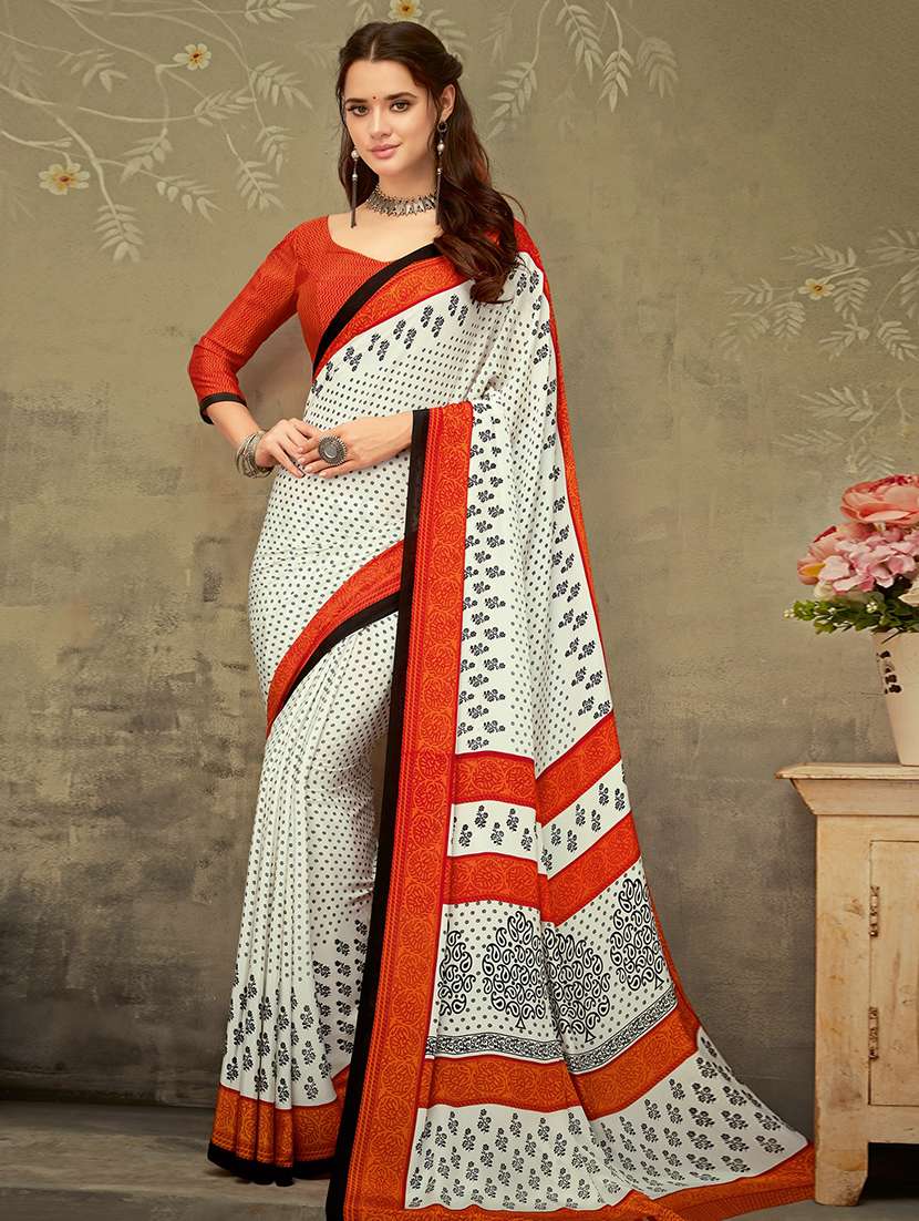 floral printed saree with blouse