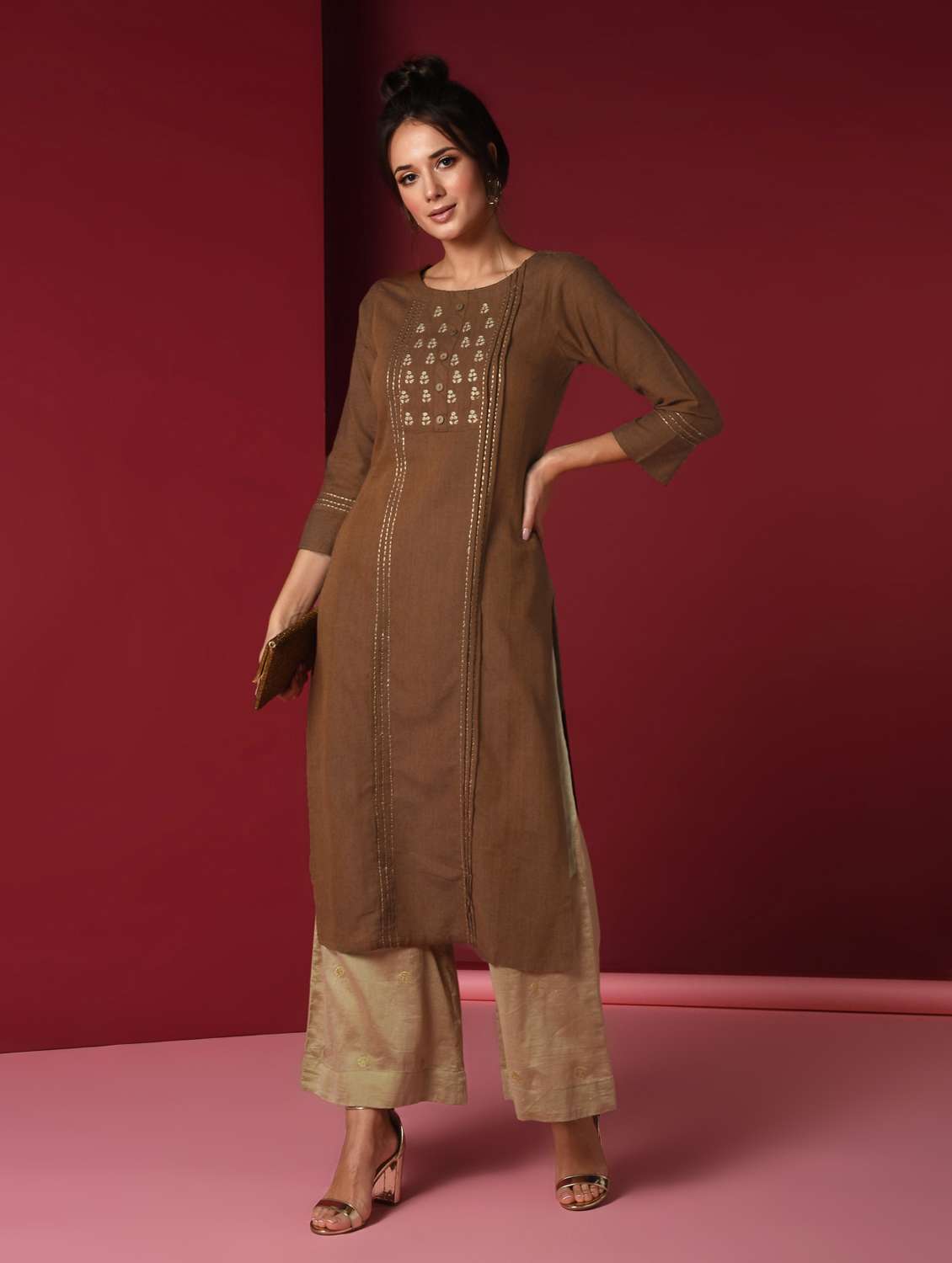 pintucks straight kurta