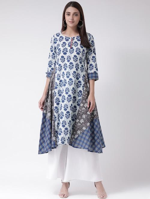 indigo a-line kurta - 16719451 -  Standard Image - 0