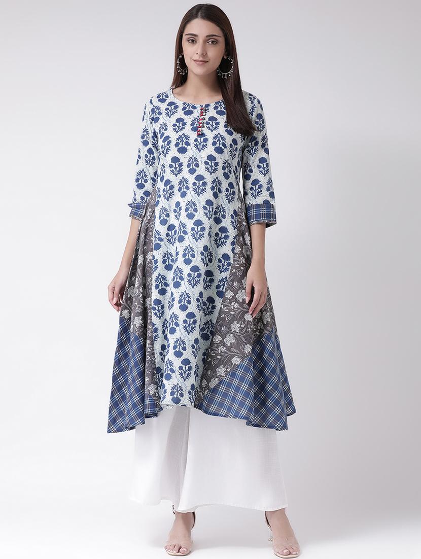 indigo a-line kurta - 16719451 -  Zoom Image - 0